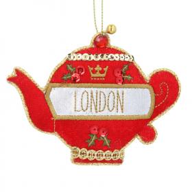 Red Teapot fabric decoration